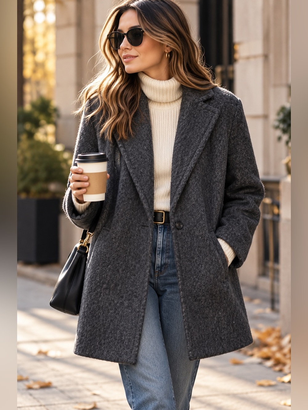 Madewell Brushweave Cocoon Coat Wool Blend Size 8